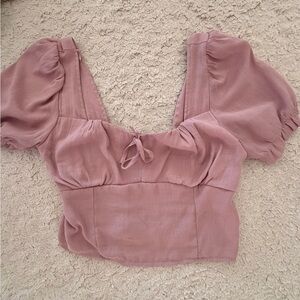 Love Tree Dusty Pink Puff Sleeve Blouse